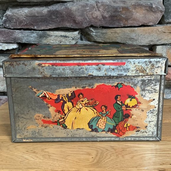 VTG 30s Christmas Tin Macfarlane Lang's M.L. Assorted Biscuits Cookies Holiday - Picture 6 of 13